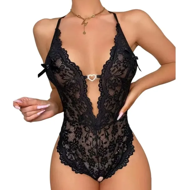 SEKSOWNE KORONKOWE BODY Z OTWARTYM KROKIEM EROTYCZNA BIELIZNA WALENTYNKI XL