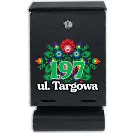 czarna-skrzynka-matowa-pocztowa-z-tuba-styl-ludowy-na-elewacje-mix-wzorow