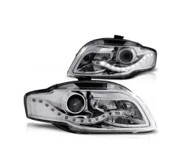 lampy-przednie-reflektory-audi-a4-b7-chrom-dayligh