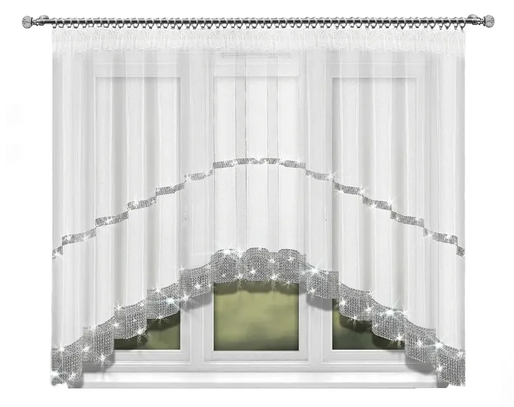 FIRANA BIAŁA CYRKONIE ŁUK 400x150 DIAMENTY WOAL