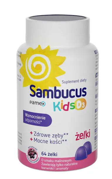Sambucus Kids żelki witaminowe z wit D3 dla dzieci 64 szt.