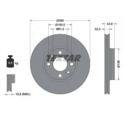 textar-tarcza-hamulcowa-dacia-logan-nissan-note-stan-nowy