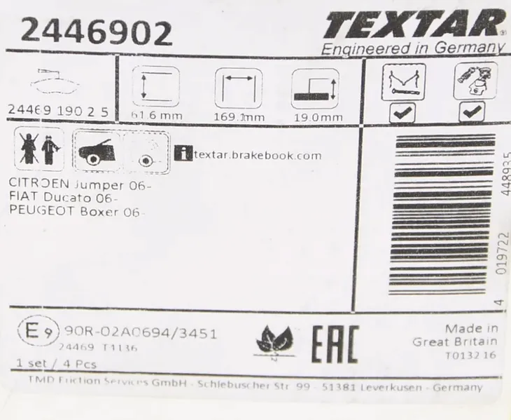 textar-klocki-hamulcowe-citroen-peug-19mm-numer-katalogowy-czesci-2446902