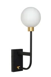 lampa-scienna-kinkiet-czarny-zloty-szklana-biala-kula-do-sypialni-lucide