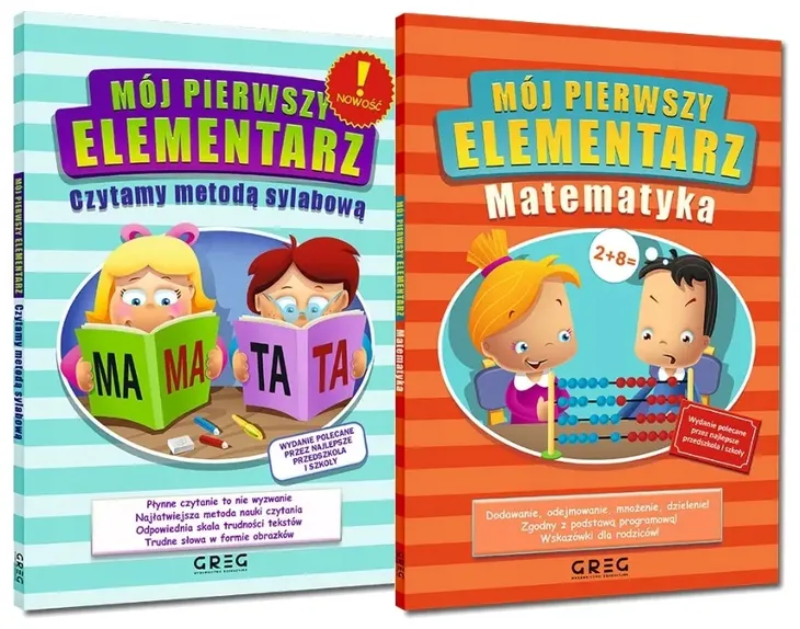 Mój pierwszy elementarz Czytamy metodą sylabową i Matematyka GREG