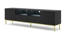 szafka-rtv-ravenna-2d2s-200-cm-czarny-mat-czarny-polysk