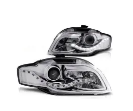 lampy-przednie-reflektory-audi-a4-b7-chrom-dayligh