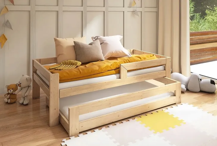 DZIECIĘCE ŁÓŻKO DWUOSOBOWE NISKIE 90X200 PIĘTROWE WYSUWANE PODWÓJNE