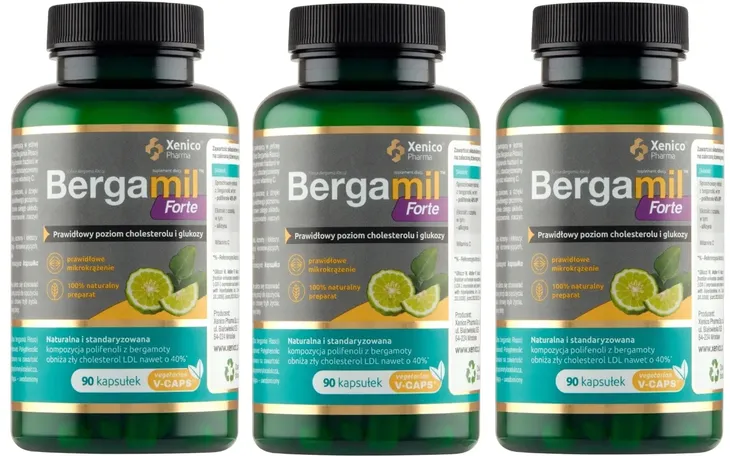 2 x Xenico Bergamil Forte, 90 kaps. Cholesterol LDL Allicyna Metabolizm