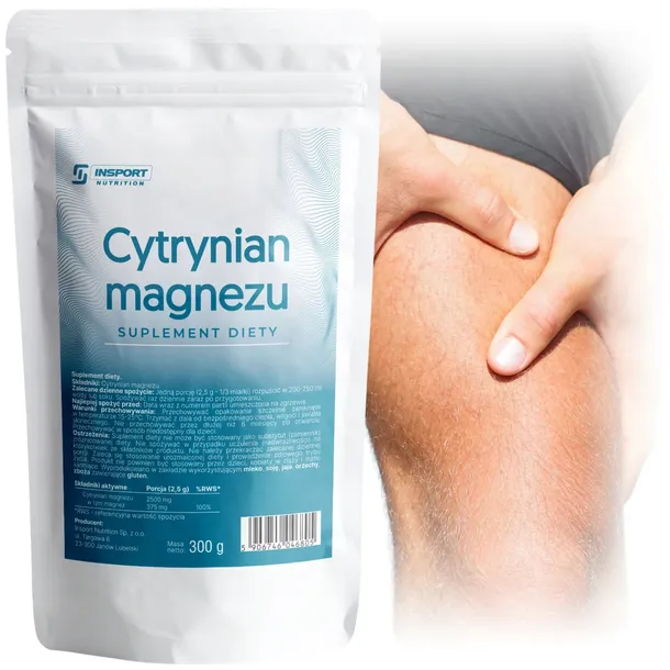 Czysty MAGNEZ 2500mg 300g CYTRYNIAN MAGNEZU na SKURCZE MIĘŚNI | INSPORT