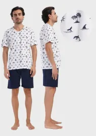 pizama-meska-bawelniana-vienetta-2xl-krotki-rekaw-i-spodnie-luzna-wygodna