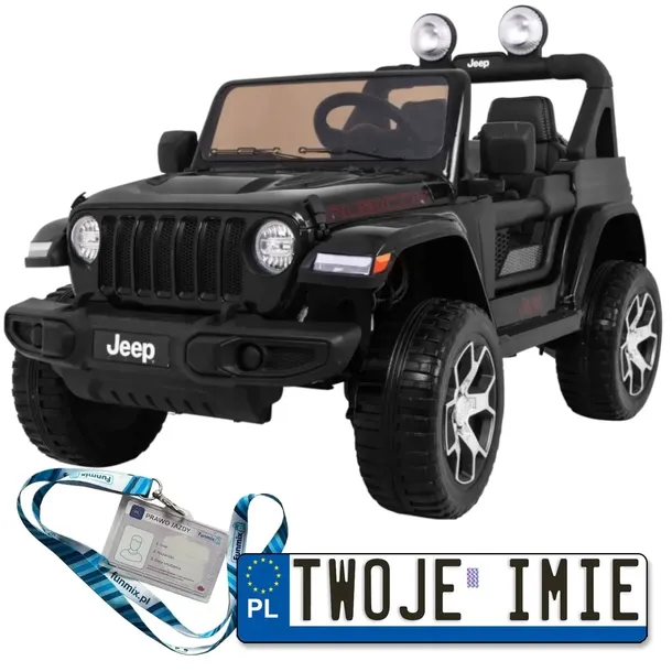 AUTO NA AKUMULATOR JEEP WRANGLER RUBICON NAPĘD 4X4 PILOT POKROWIEC ŚWIATŁA