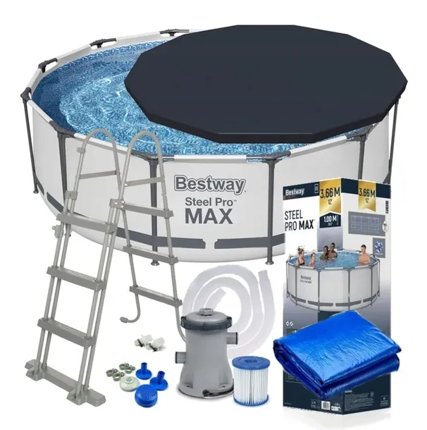 BESTWAY 56418 BASEN STELAŻOWY 366x100CM ZESTAW POMPA DRABINKA POKRYWA MATA