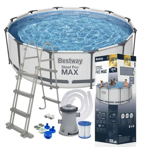 BESTWAY 56418 BASEN OGRODOWY STELAŻOWY 366x100CM ZESTAW POMPA DRABINKA