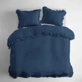 posciel-bawelniana-z-falbanka-220x200-3-czesciowa-granatowa-denim