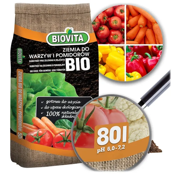 Gotowe podłoże BIO Ziemia do warzyw i pomidorów Biovita 80L