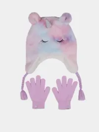 zestaw-czapka-rekawiczki-dzieciece-skechers-hat-earflap-rozowy-jednorozec