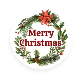 naklejki-okragle-biale-fi30mm-merry-christmas-wieniec-200szt