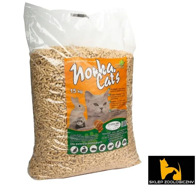 Żwirek naturalny drewniany Pellet norka cats - 15 kg