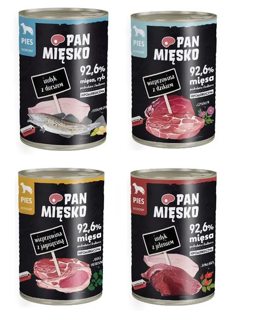 Pan mięsko mokra karma dla psa mix smaków 24x400g