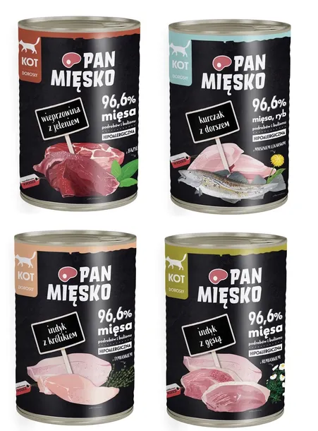 Pan mięsko mokra karma dla kota mix smaków 24x400g