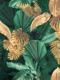 material-plusz-welur-wzor-liscie-kwiaty-monstera