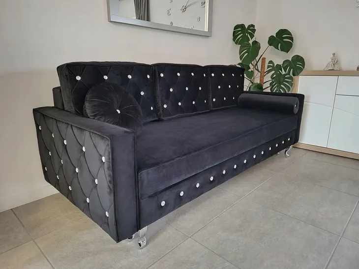 Kanapa Sofa Rozkładana chesterfield GLAMOUR Pikowana z funkcją spania