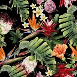Zdjęcie produktu MATERIAŁ PLUSZ WELUR VELVET WZOR LISCIE KWIATY