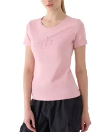 t-shirt-damski-slim-koszulka-4f-f1846-gladka-bawelniana-rozowa-z-logo-xs
