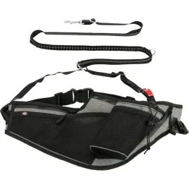 pas-biodrowy-do-biegania-ze-smycza-dla-psa-szaro-czarny-tasma