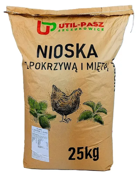 PASZA DLA KUR NIOSEK 25KG MIESZANKA KARMA KRUSZONKA Z POKRZYWĄ I MIĘTĄ