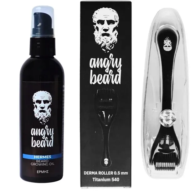 Angry Beard Derma Roller 0,5 Olejek 100ml Hermes Szybszy Porost Gęsta Broda