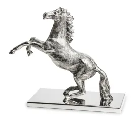 elegancka-figura-kon-konik-srebrna-dekoracja-metalowa