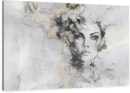 obraz-na-plotnie-kwiaty-flowers-twarz-kobiety-beton-do-salonu-120x80