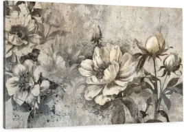 obraz-na-plotnie-roze-kwiaty-na-betonie-nowoczesny-do-salonu-120x80