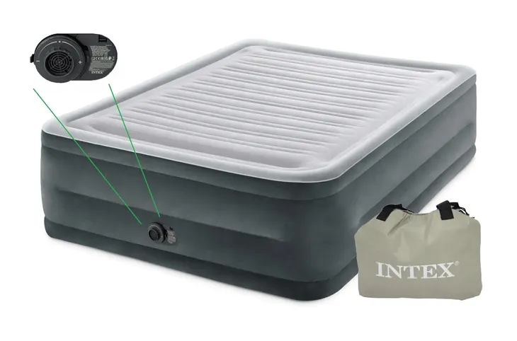 Intex 64418 ND Łóżko Materac Dmuchany 152x203x56cm Wbudowana Pompka