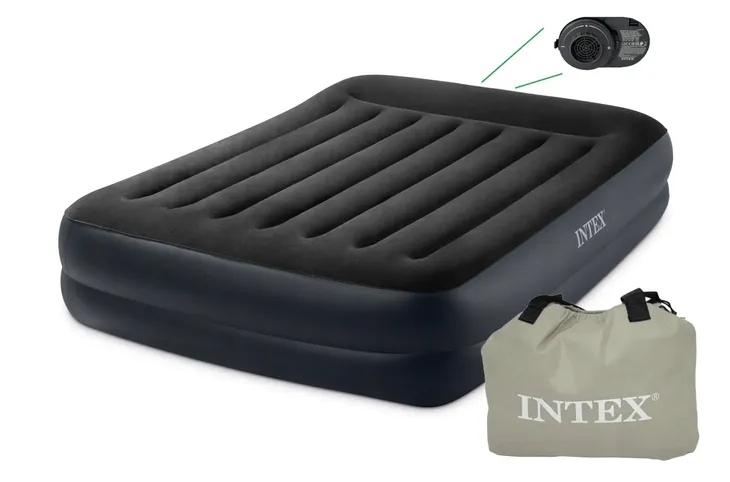Materac do spania 152 x 203 x 42 cm z wbudowaną pompką 64124 Intex