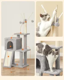 drapak-dla-kota-duzy-wieza-slupek-domek-3-poziomy-szary-kulki-118cm