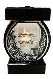 znicz-lampion-kolo-azur-czarny-srebrne-roze-dla-dziadkow-kochanym-dziadkom