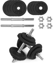 hantle-zeliwne-2x10kg-regulowane-metalowe-gryfy-28mm-obciazenie-zestaw-20kg