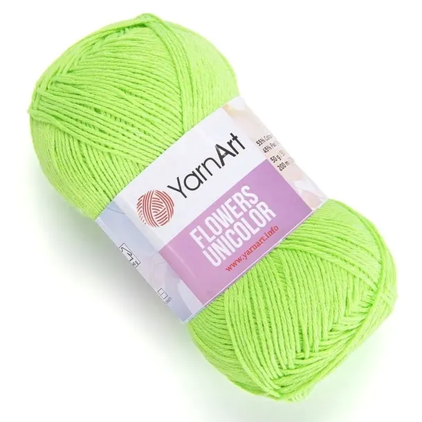 YarnArt Flowers Unicolor 760 pistacjowy/ z bawełną