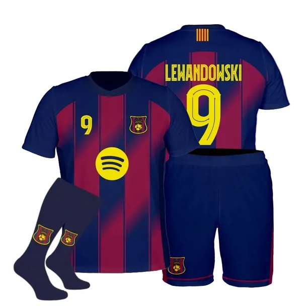 LEWANDOWSKI Barcelona strój koszulka spodenki getry rozmiar 146