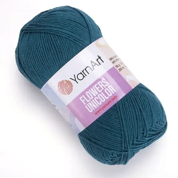YarnArt Flowers Unicolor 757 morski/ z bawełną