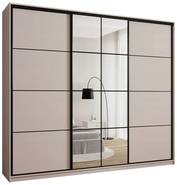 Szafa przesuwna z lustrem 280 cm EDGE MAX wysoka do sypialni kaszmir