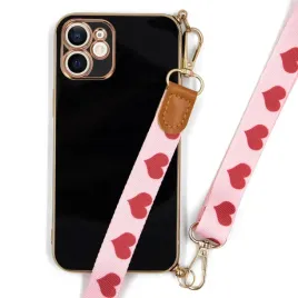 etui-do-iphone-12-mini-joless-black-case-czarny-piekna-rozowa-smycz-serca