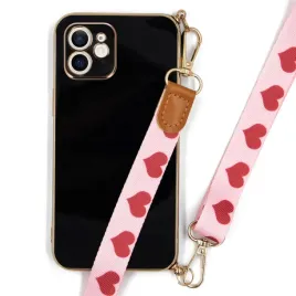 etui-do-iphone-12-joless-black-czarne-piekna-rozowa-smycz-serca-walentynki