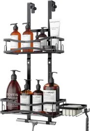 polka-przysznicowa-czarna-regal-bez-wiercenia-mydelniczka-przechowywanie