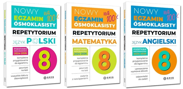 Nowy Egzamin ósmoklasisty Repetytorium PAKIET GREG 2024-2026