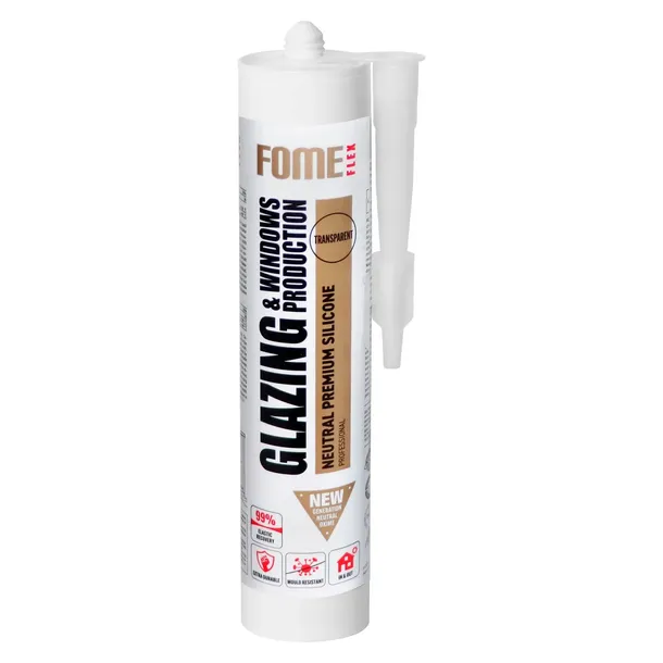 Silikon kit szklarski wieloletni odporny XS1 i UV 310ml bezbarwny Fome Flex