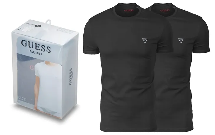 GUESS KOSZULKA CZARNA 2PACK TSHIRT M MĘSKI U97G02 PREZENT